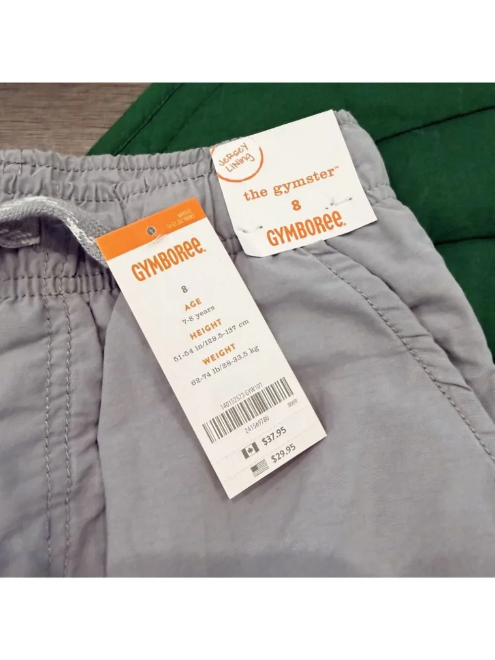 Gymboree Boys 8 The Gymster Gray Lined Straight Leg Pants